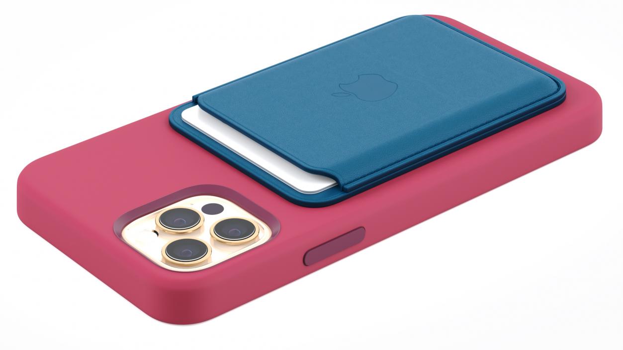 3D iPhone Leather Wallet with MagSafe Baltic Blue