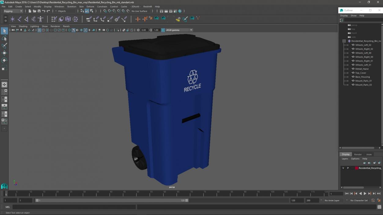 3D model Residential Recycling Bin