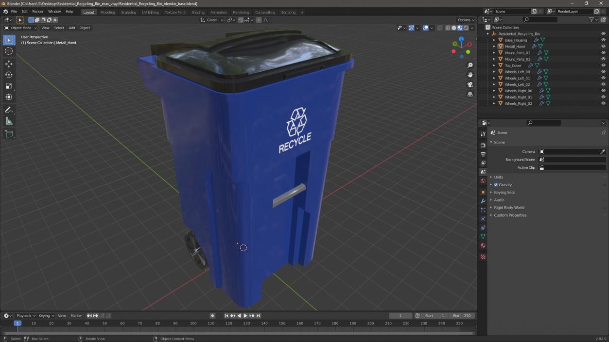 3D model Residential Recycling Bin