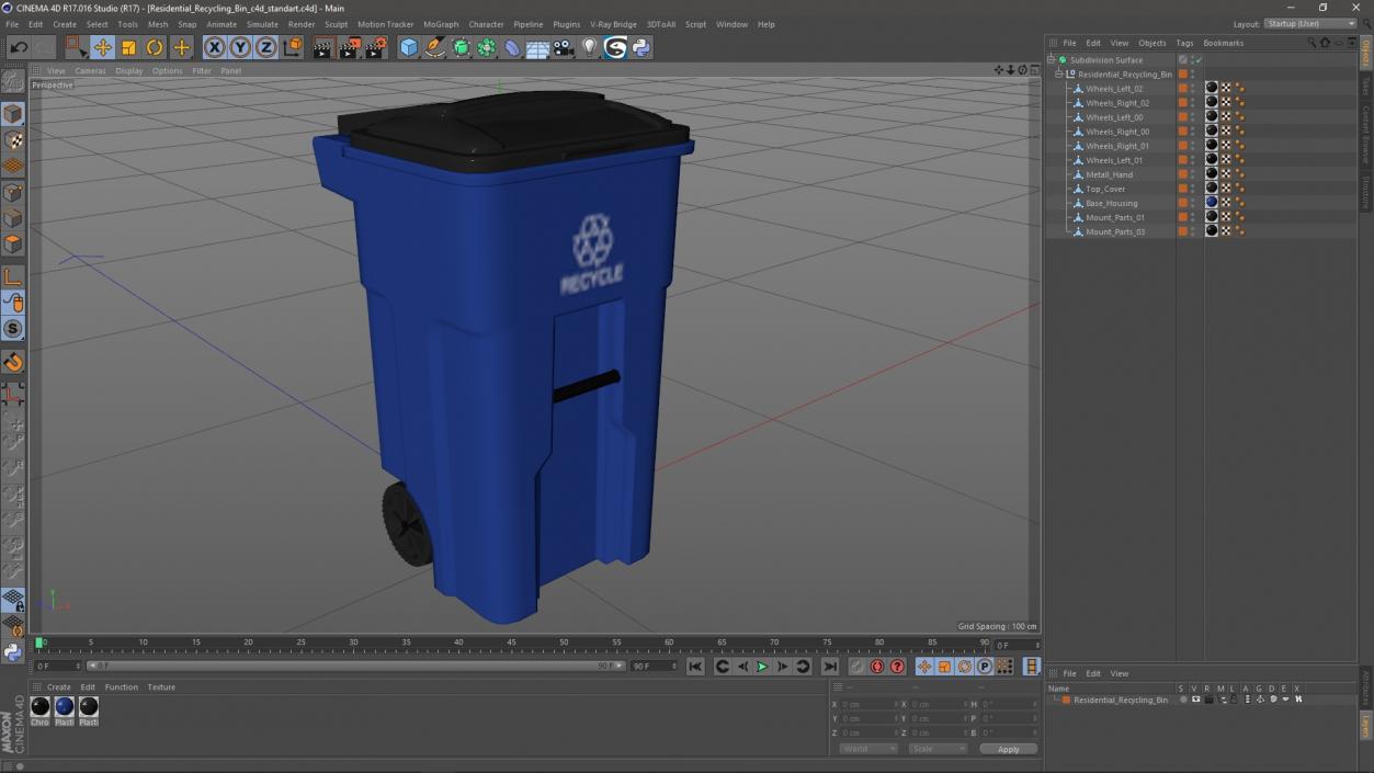 3D model Residential Recycling Bin