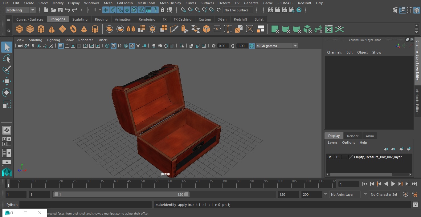 3D Empty Treasure Box model