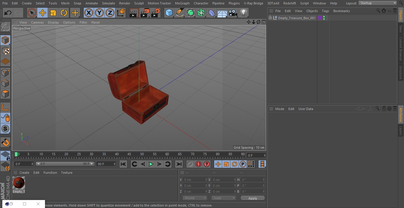 3D Empty Treasure Box model