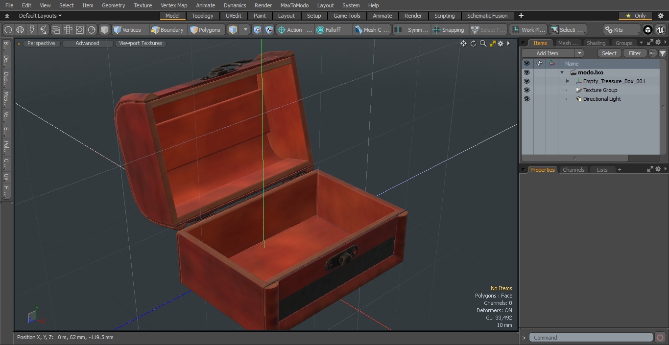 3D Empty Treasure Box model