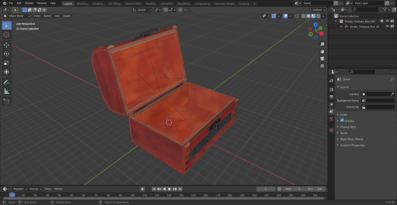 3D Empty Treasure Box model