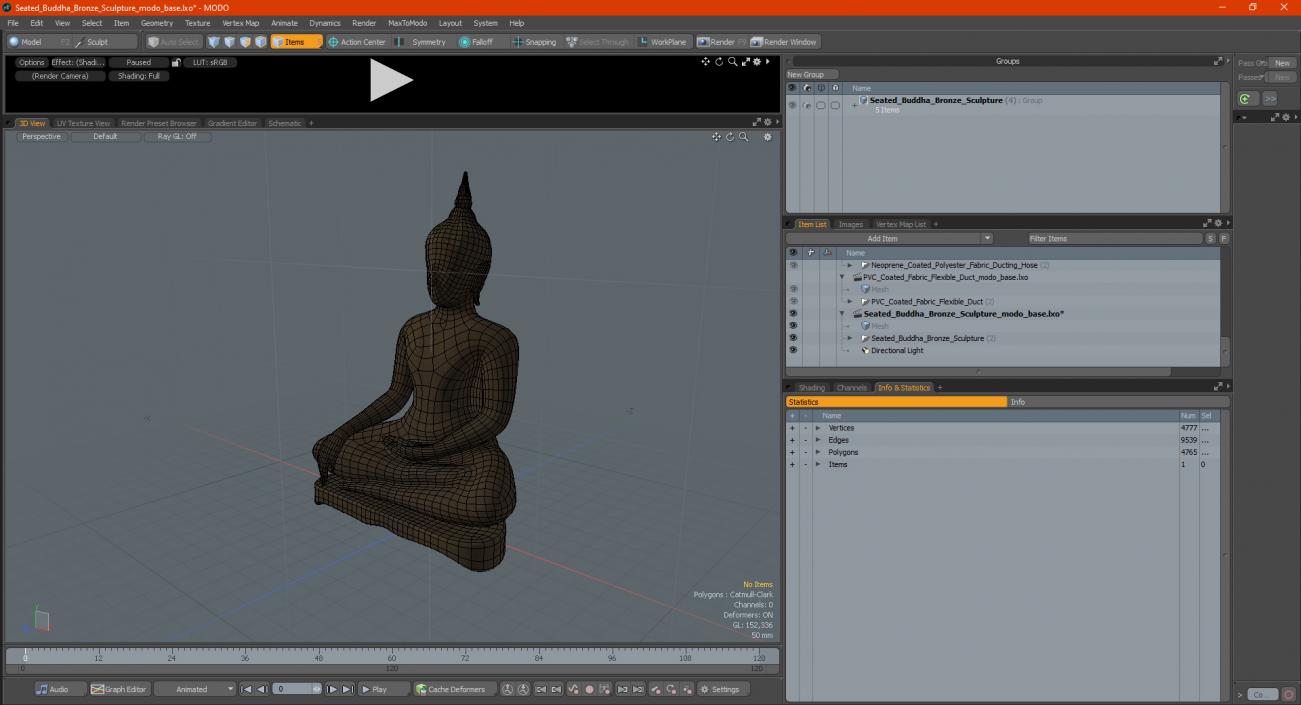 3D model Seated Buddha Bronze Sculpture