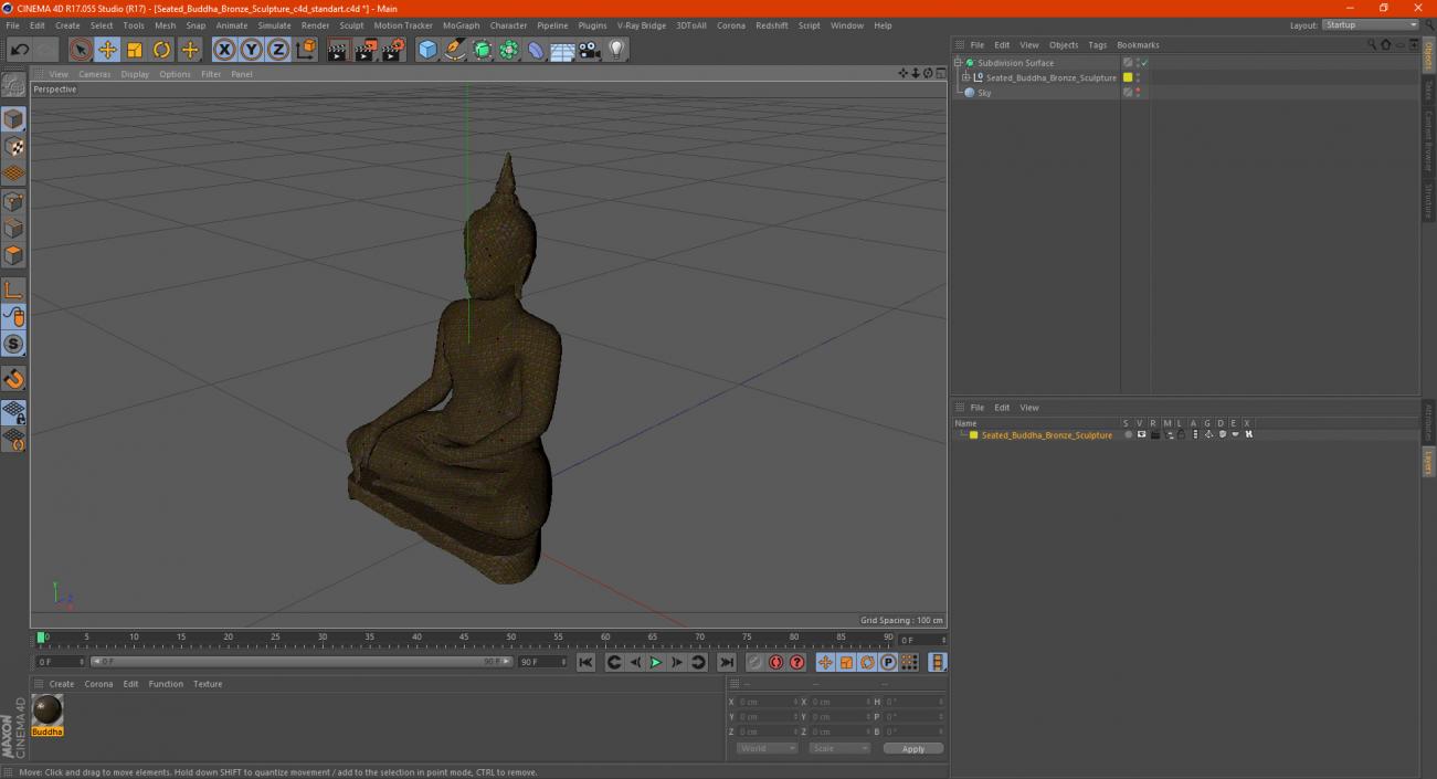 3D model Seated Buddha Bronze Sculpture