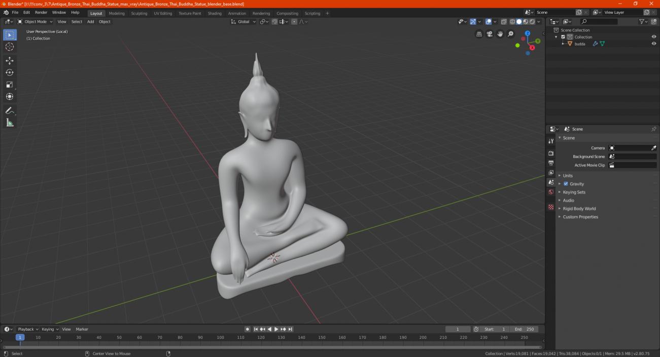 3D model Seated Buddha Bronze Sculpture