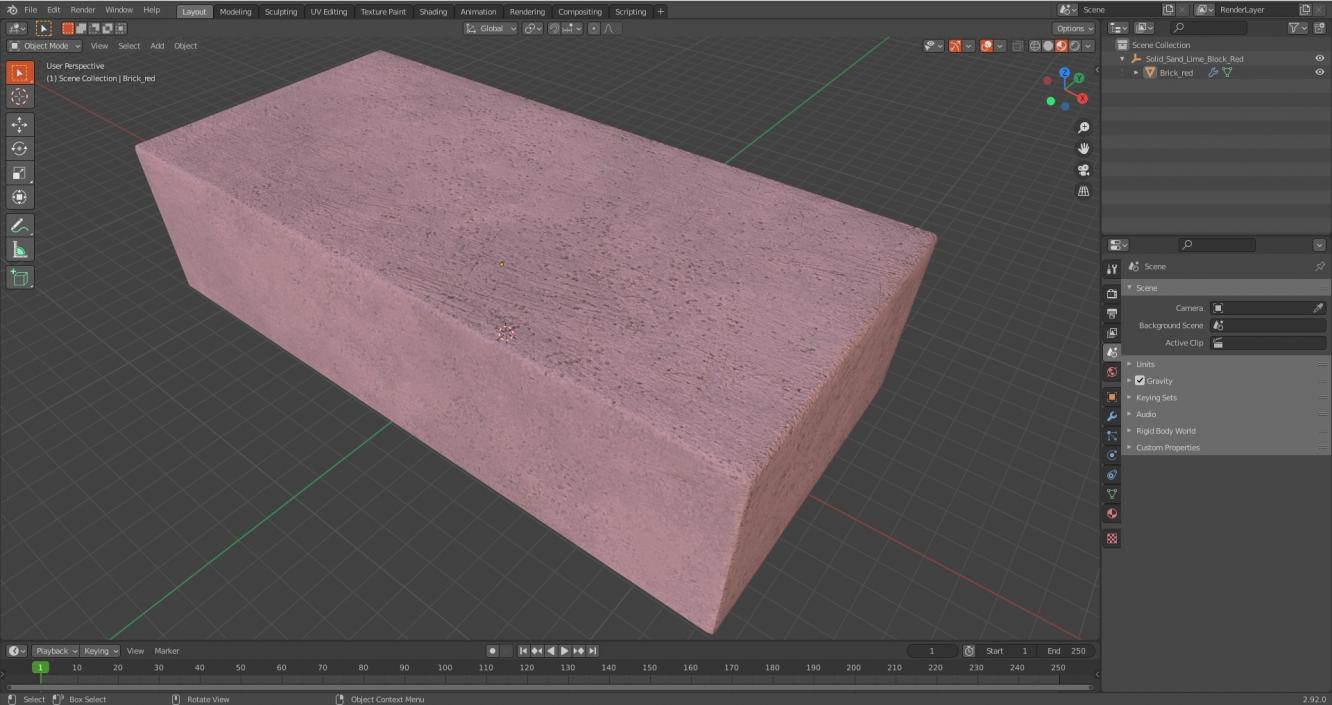 3D model Solid Sand Lime Block Red