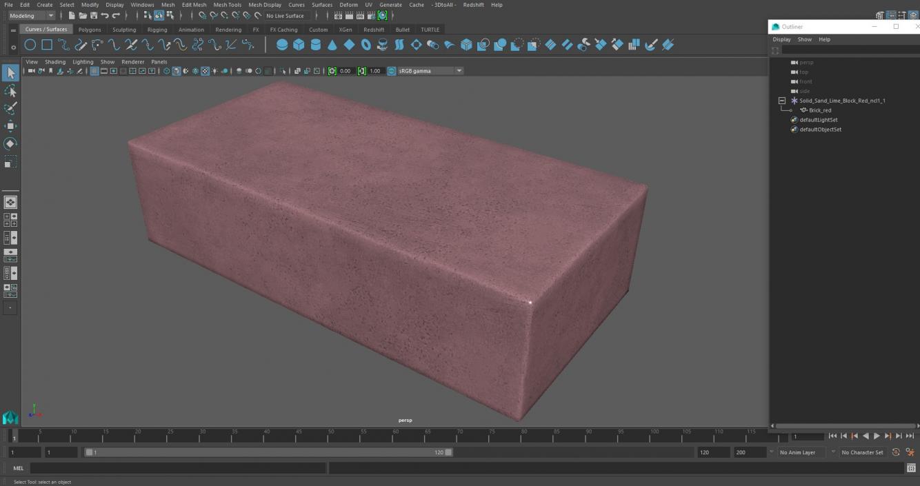 3D model Solid Sand Lime Block Red