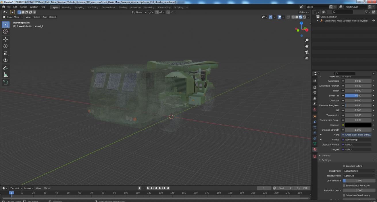 3D Used Khaki Mine Sweeper Vehicle Hydrema 910 model