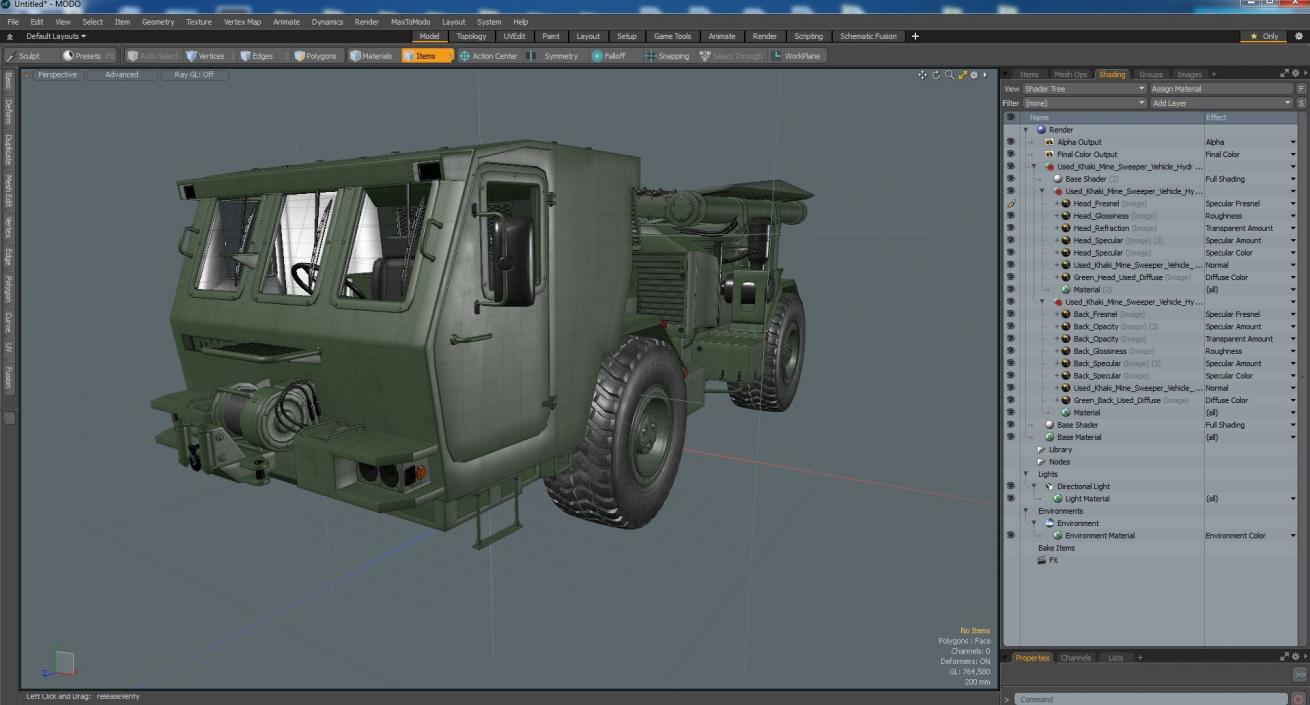 3D Used Khaki Mine Sweeper Vehicle Hydrema 910 model