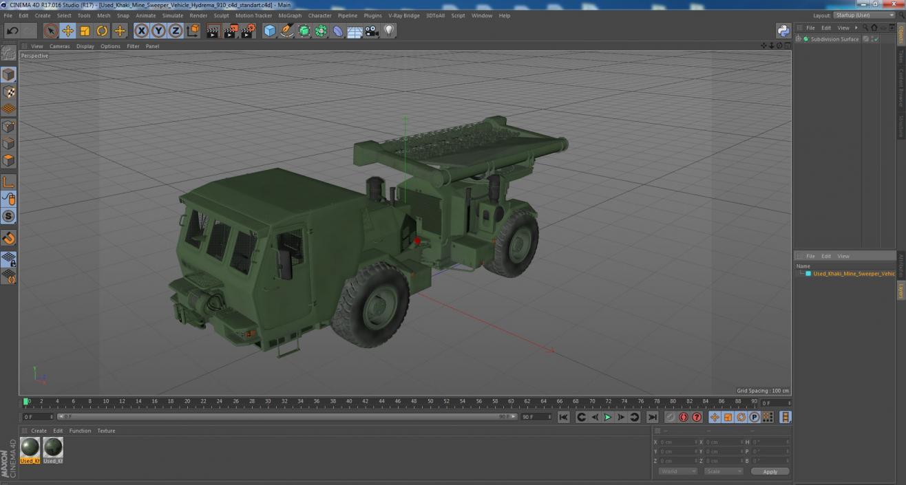 3D Used Khaki Mine Sweeper Vehicle Hydrema 910 model