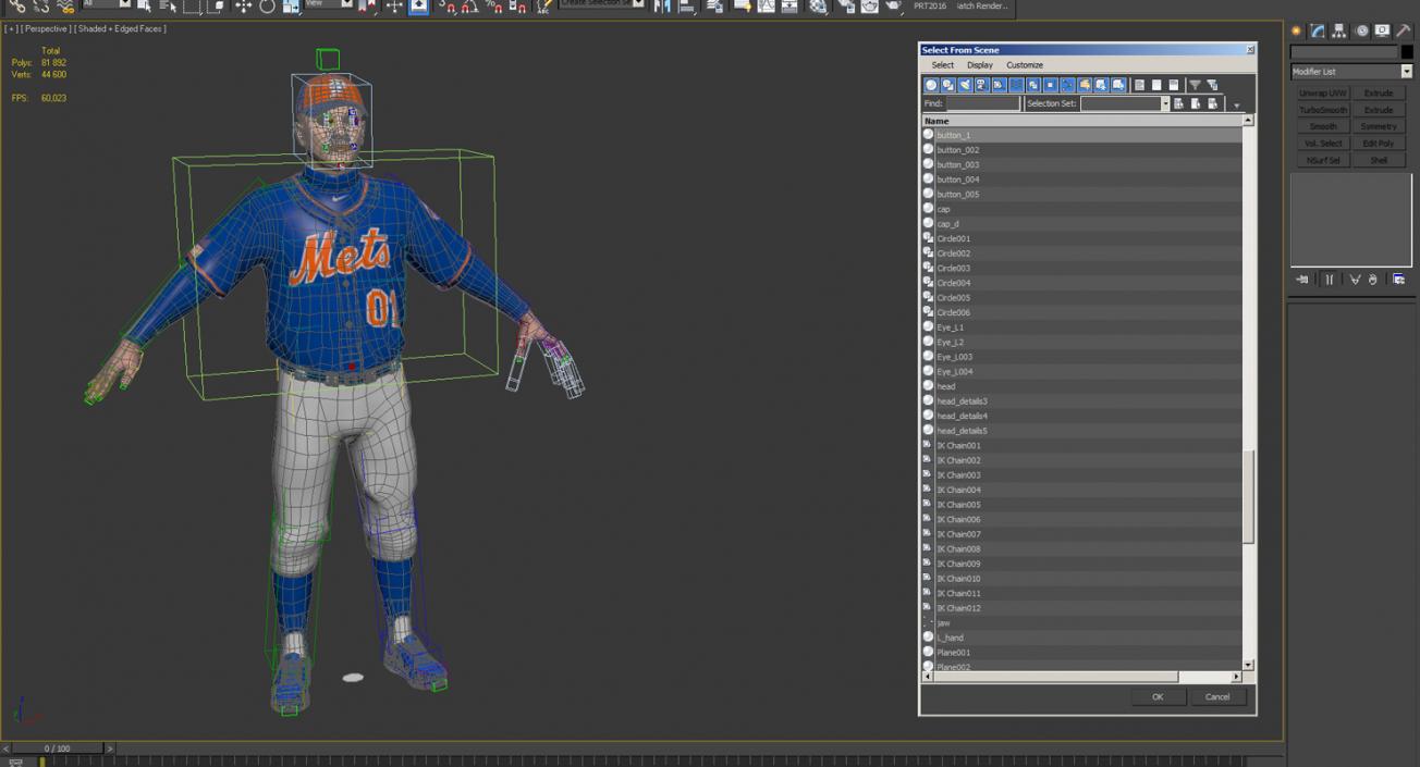 Baseball Player Rigged Mets 2 3D model