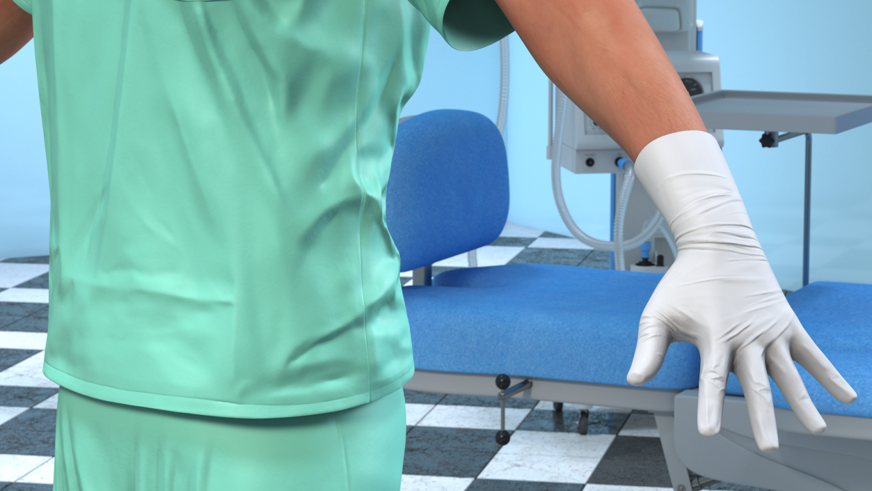 Asian Doctor wearing Gloves 3D