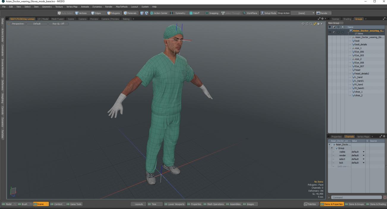 Asian Doctor wearing Gloves 3D