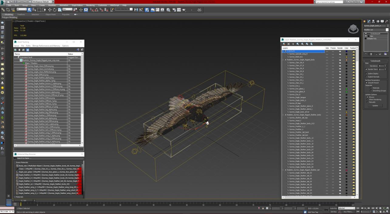 Realistic Gurney Eagle Rigged 3D model