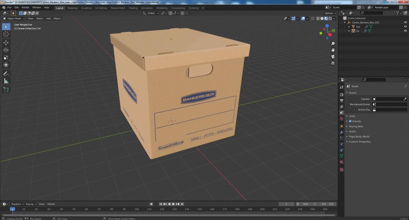 3D Carton Bankers Box model