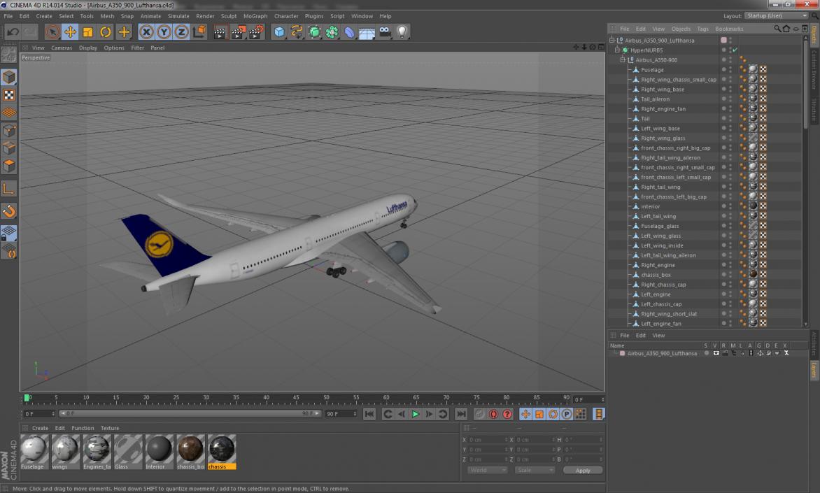 3D model Airbus A350-900 Lufthansa