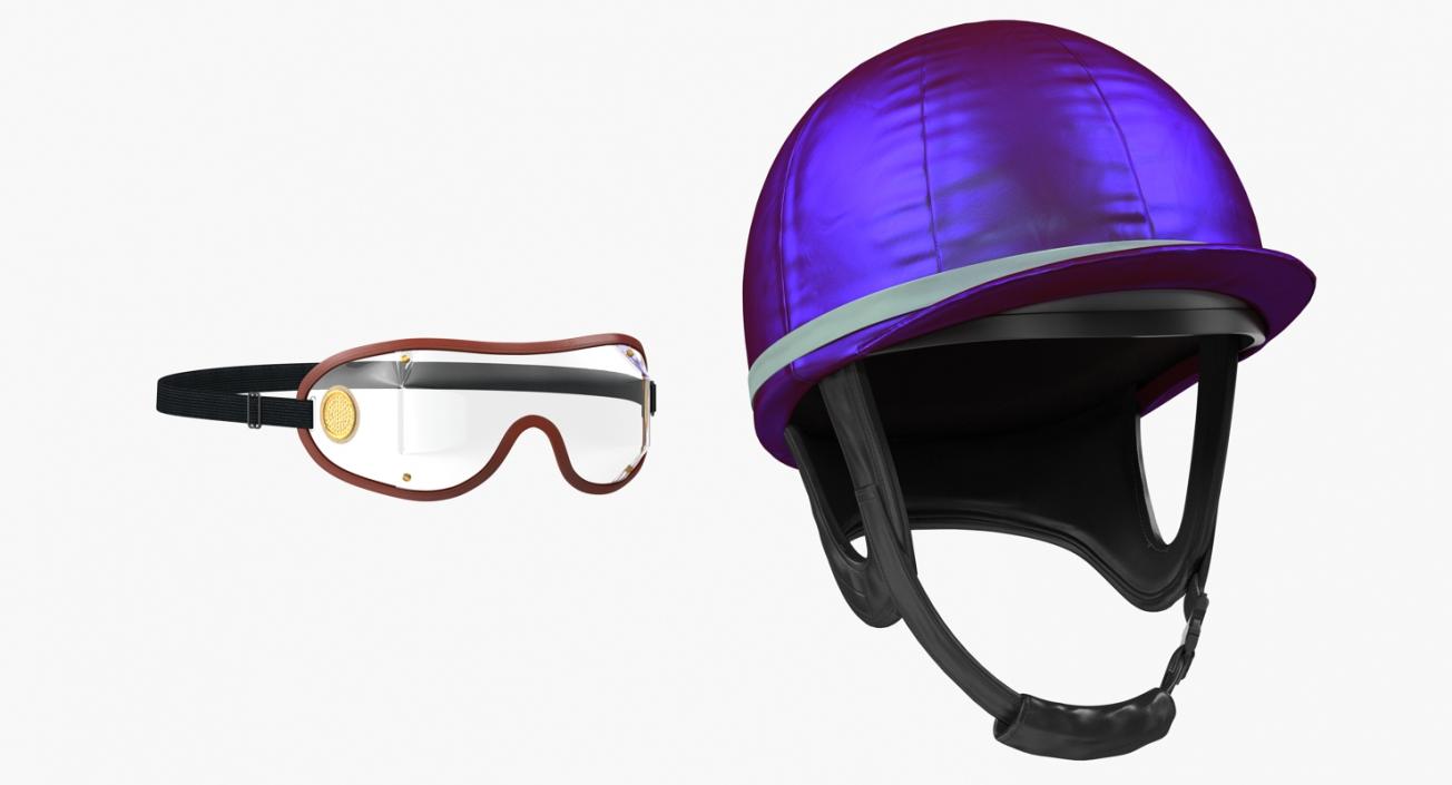 Jockeys Racing Helmet With Goggles 3D model