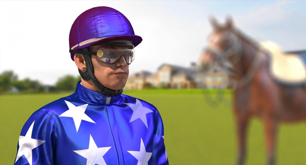 Jockeys Racing Helmet With Goggles 3D model