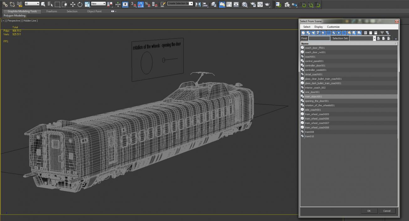 3D Bullet Train Passenger Car Rail Star Rigged model