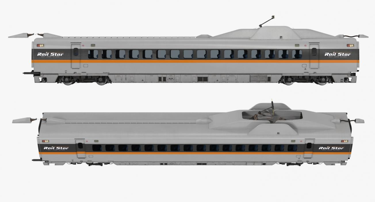 3D Bullet Train Passenger Car Rail Star Rigged model