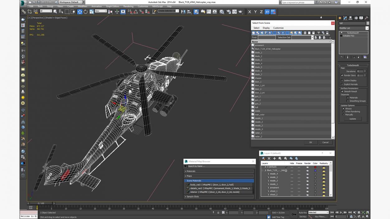 3D Black T129 ATAK Helicopter