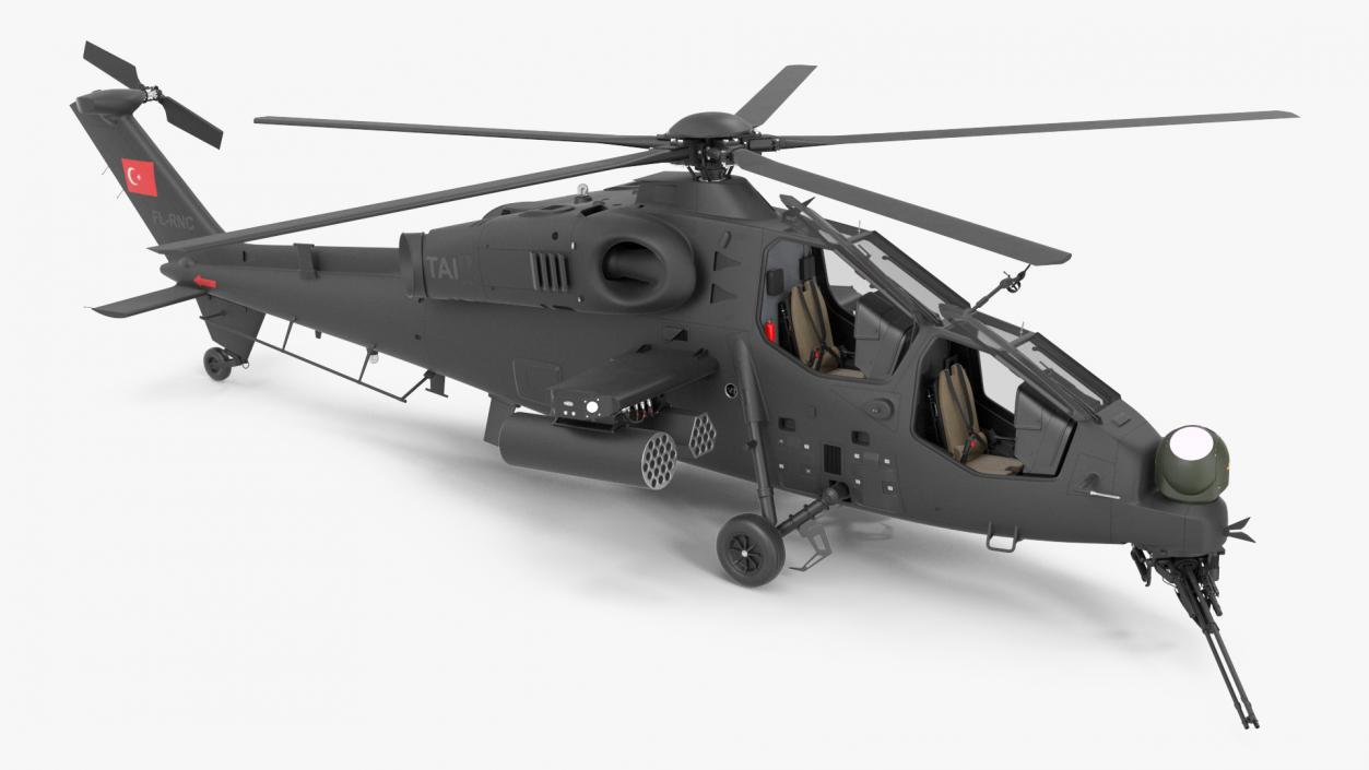 3D Black T129 ATAK Helicopter