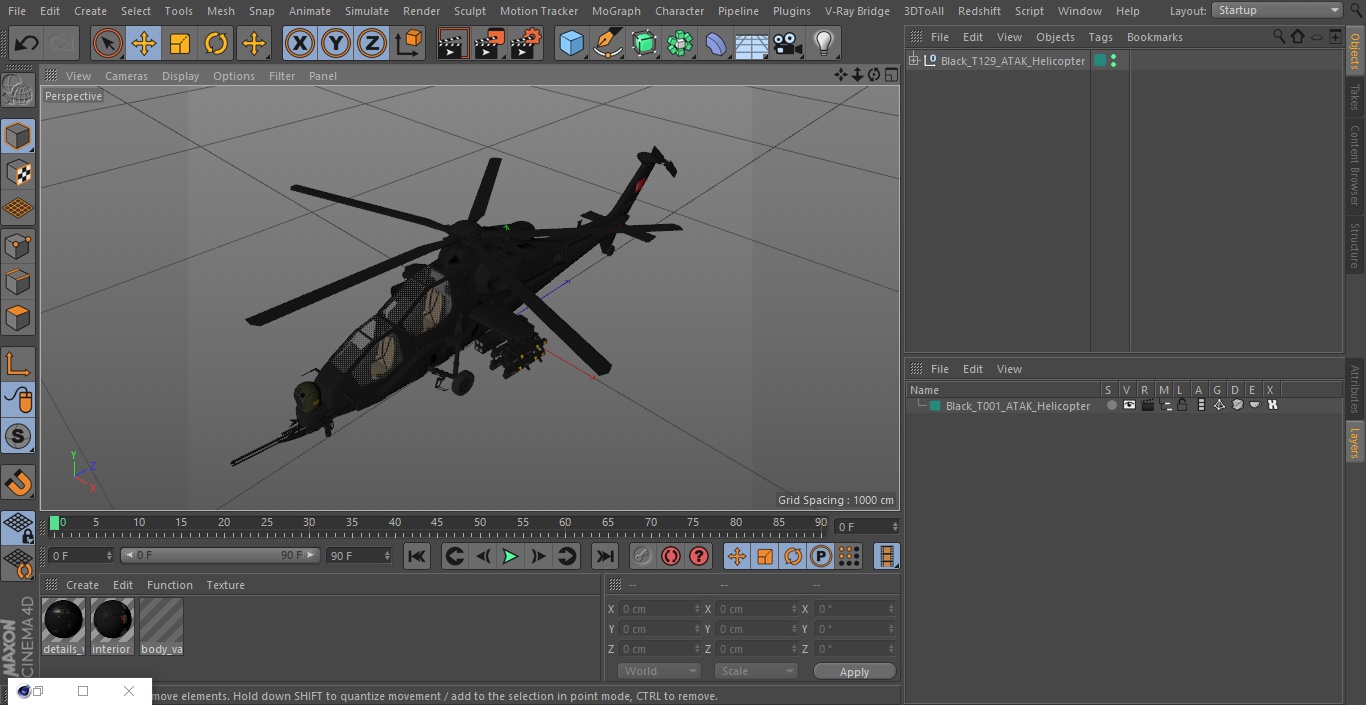 3D Black T129 ATAK Helicopter