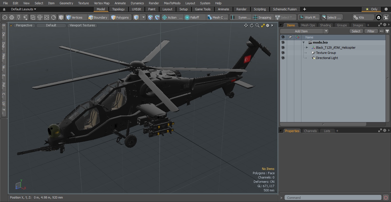 3D Black T129 ATAK Helicopter