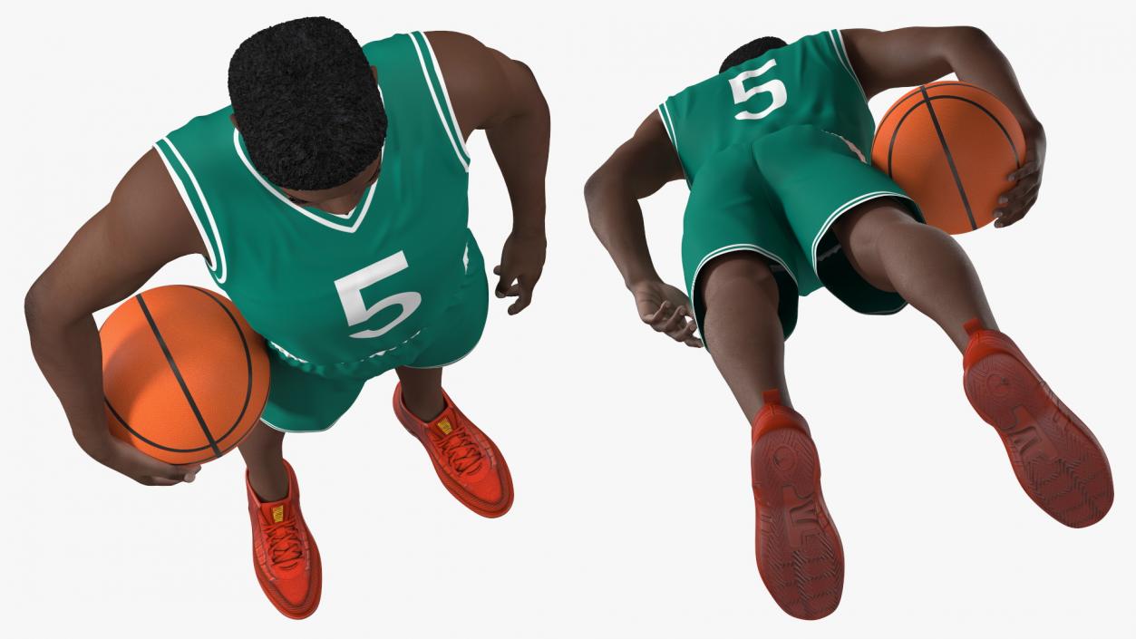 3D model Dark Skin Teenager Basketball Player Standing Pose