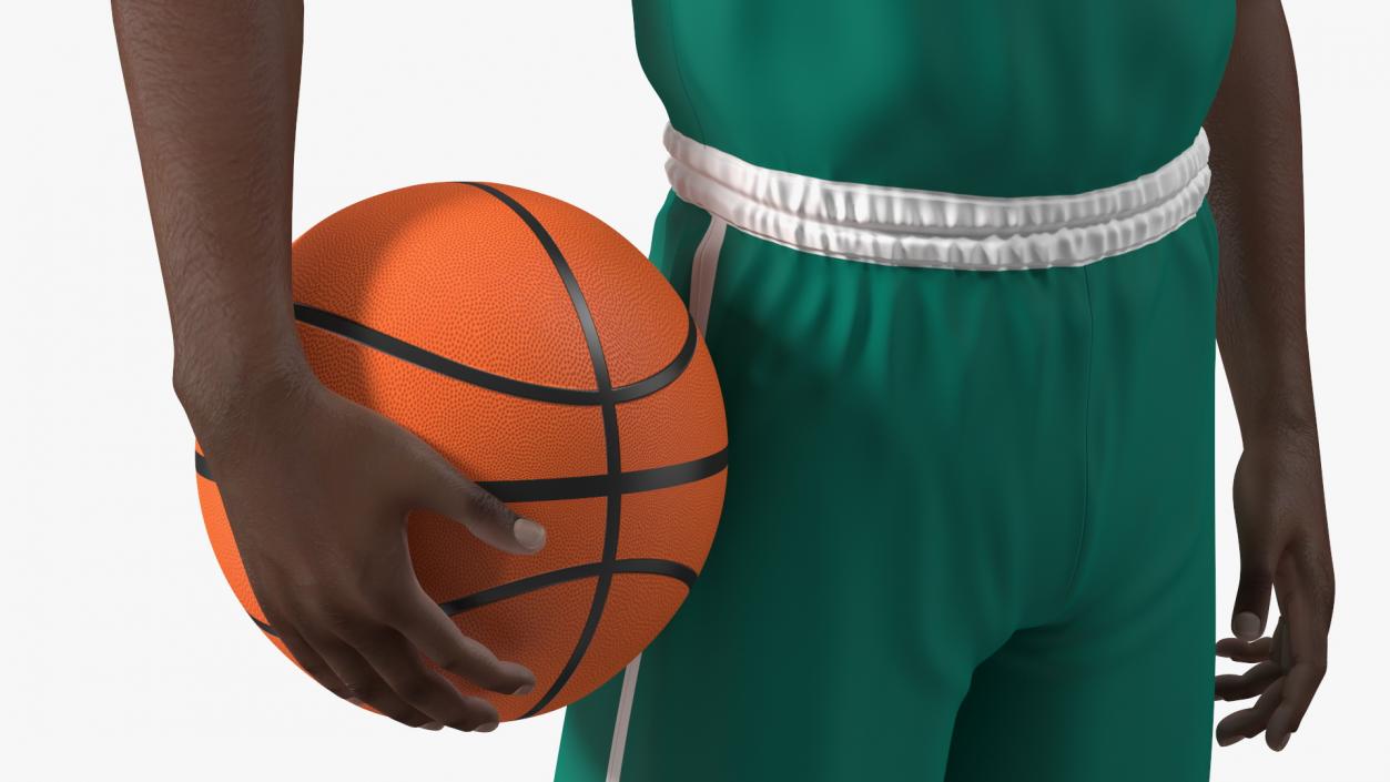 3D model Dark Skin Teenager Basketball Player Standing Pose