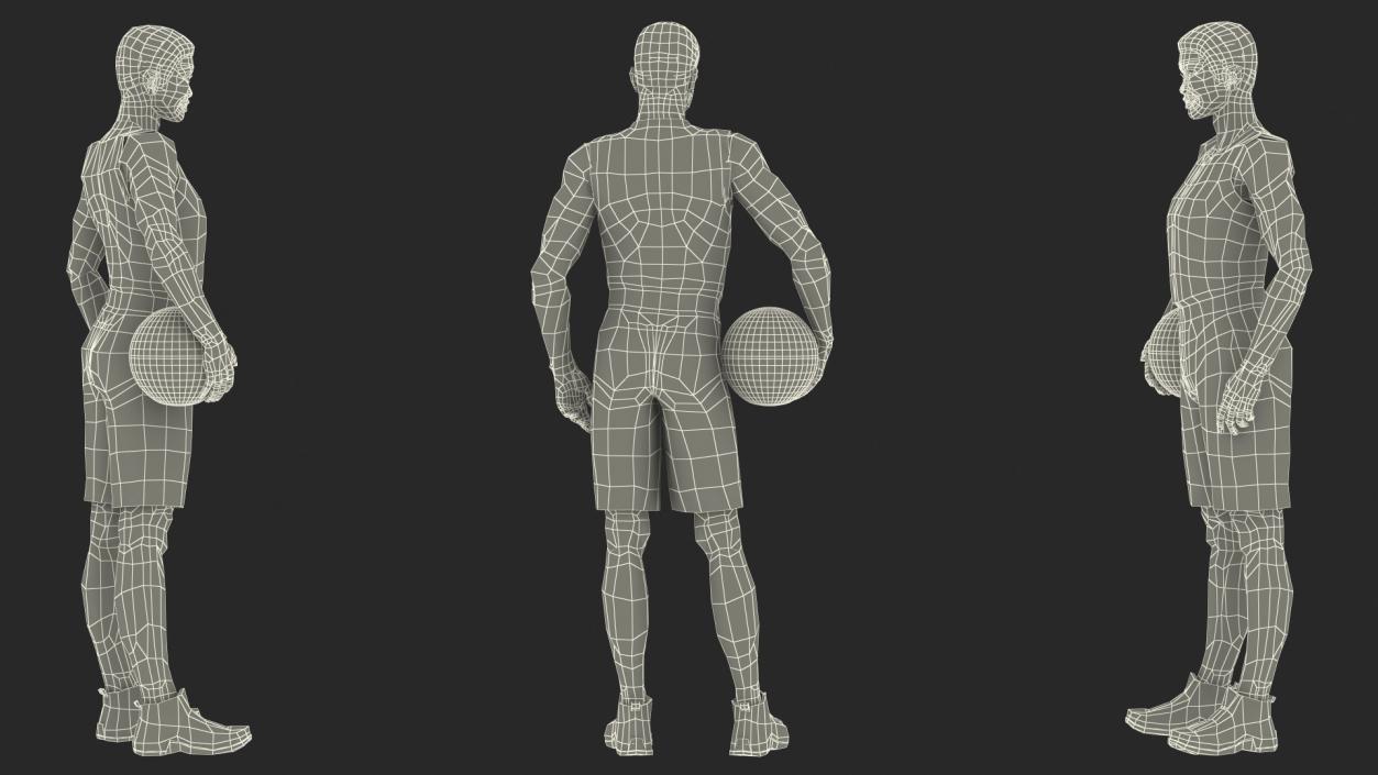 3D model Dark Skin Teenager Basketball Player Standing Pose