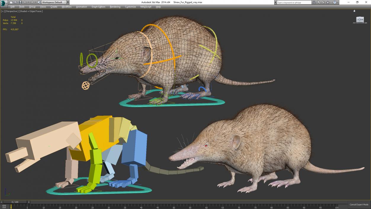 3D Shrew Fur Rigged