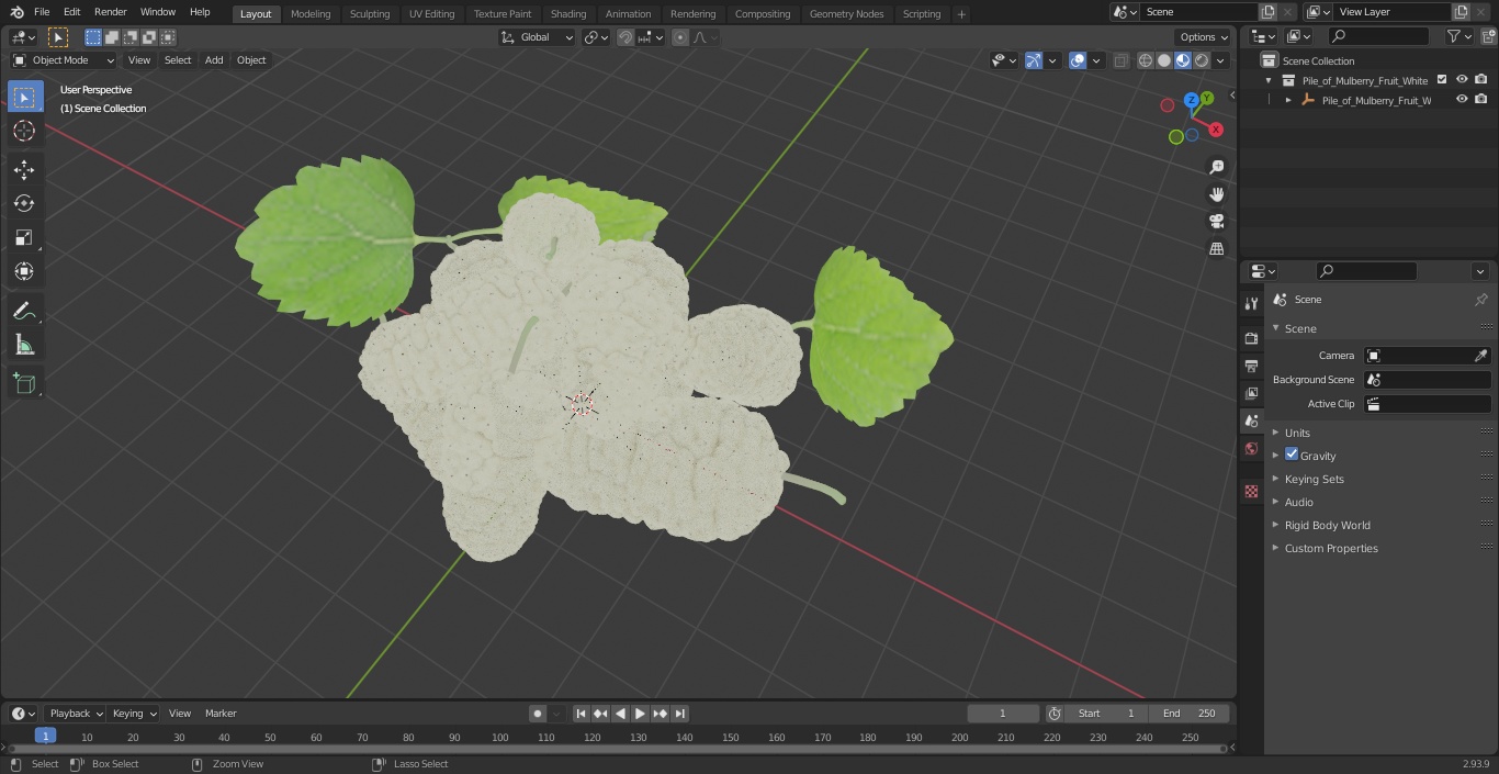 3D model Pile of Mulberry Fruit White 2