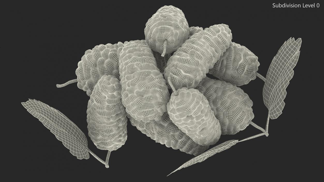 3D model Pile of Mulberry Fruit White 2