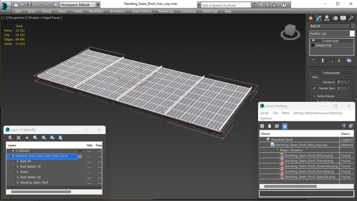 3D Standing Seam Roof model