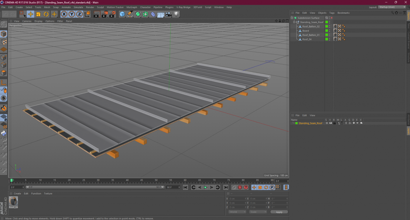 3D Standing Seam Roof model