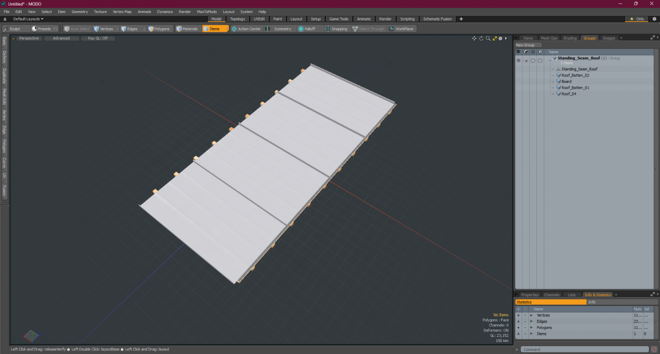 3D Standing Seam Roof model