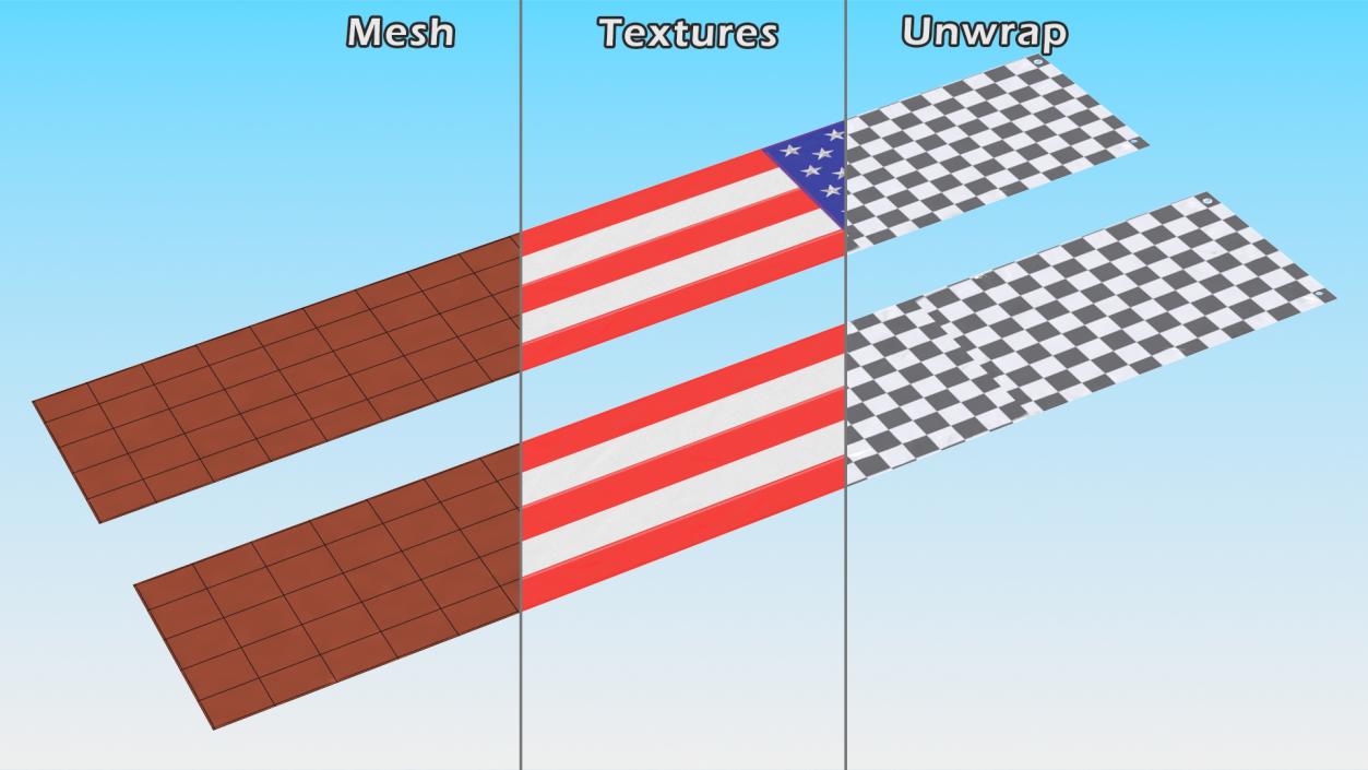 Pull Down US Flags Set 3D