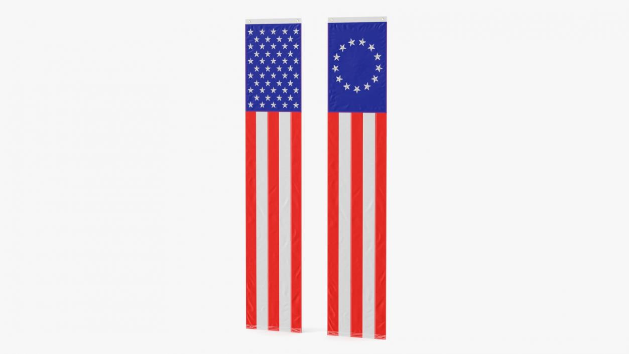 Pull Down US Flags Set 3D