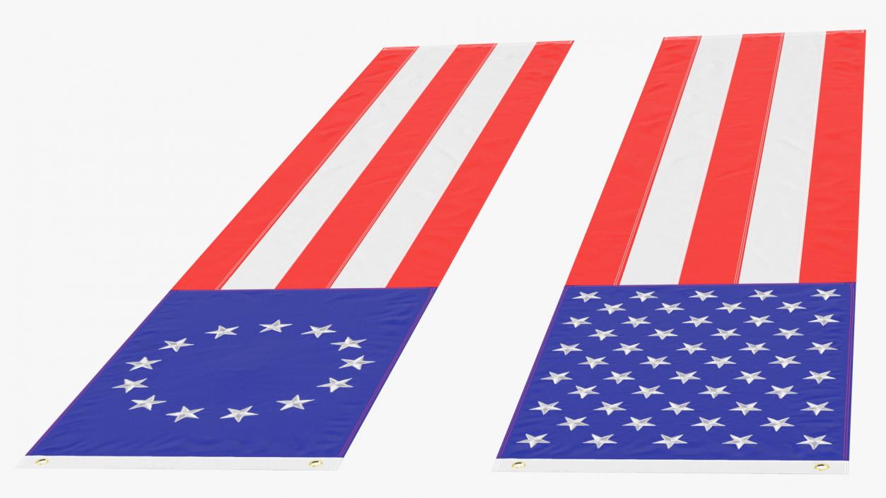 Pull Down US Flags Set 3D