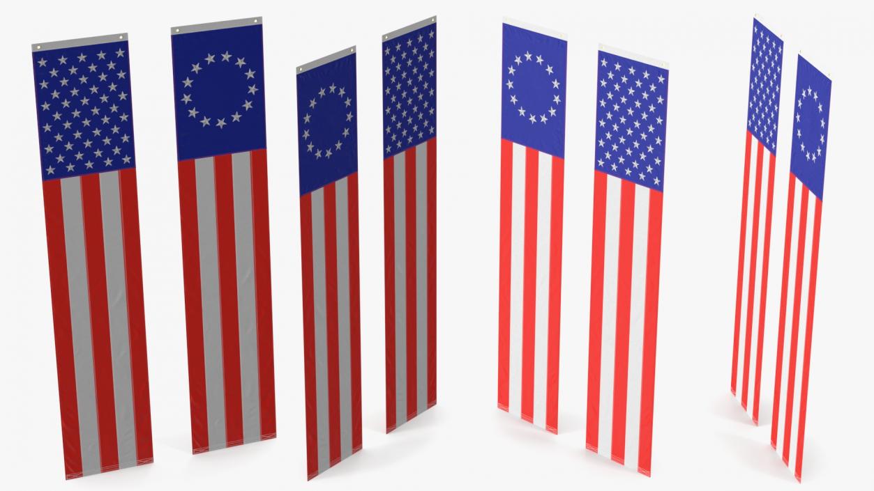 Pull Down US Flags Set 3D