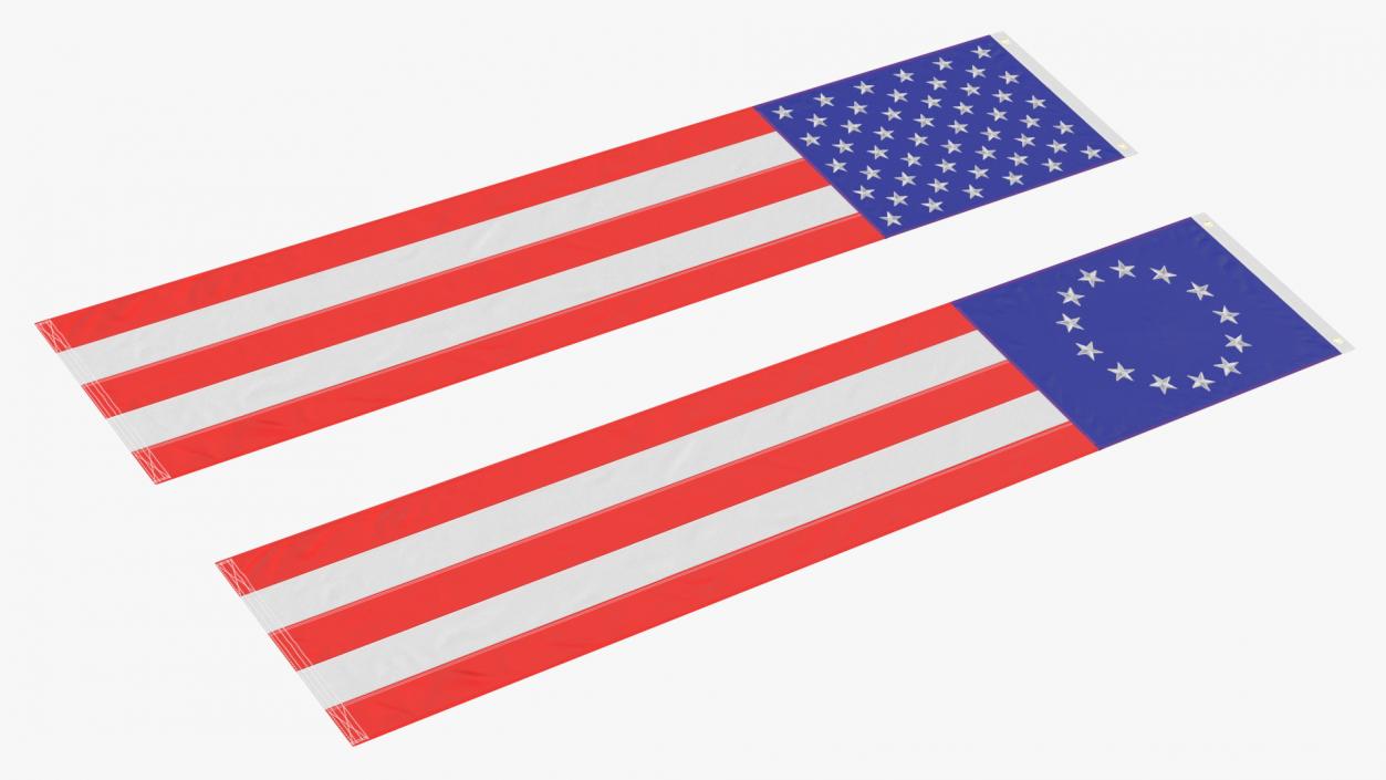 Pull Down US Flags Set 3D