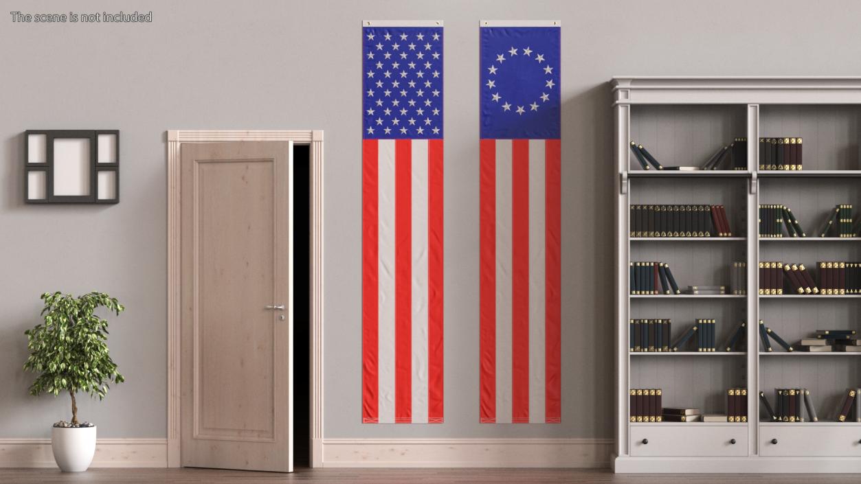 Pull Down US Flags Set 3D