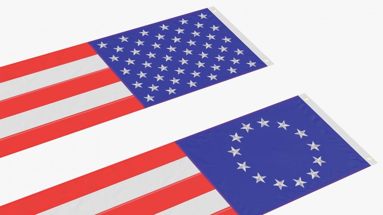 Pull Down US Flags Set 3D