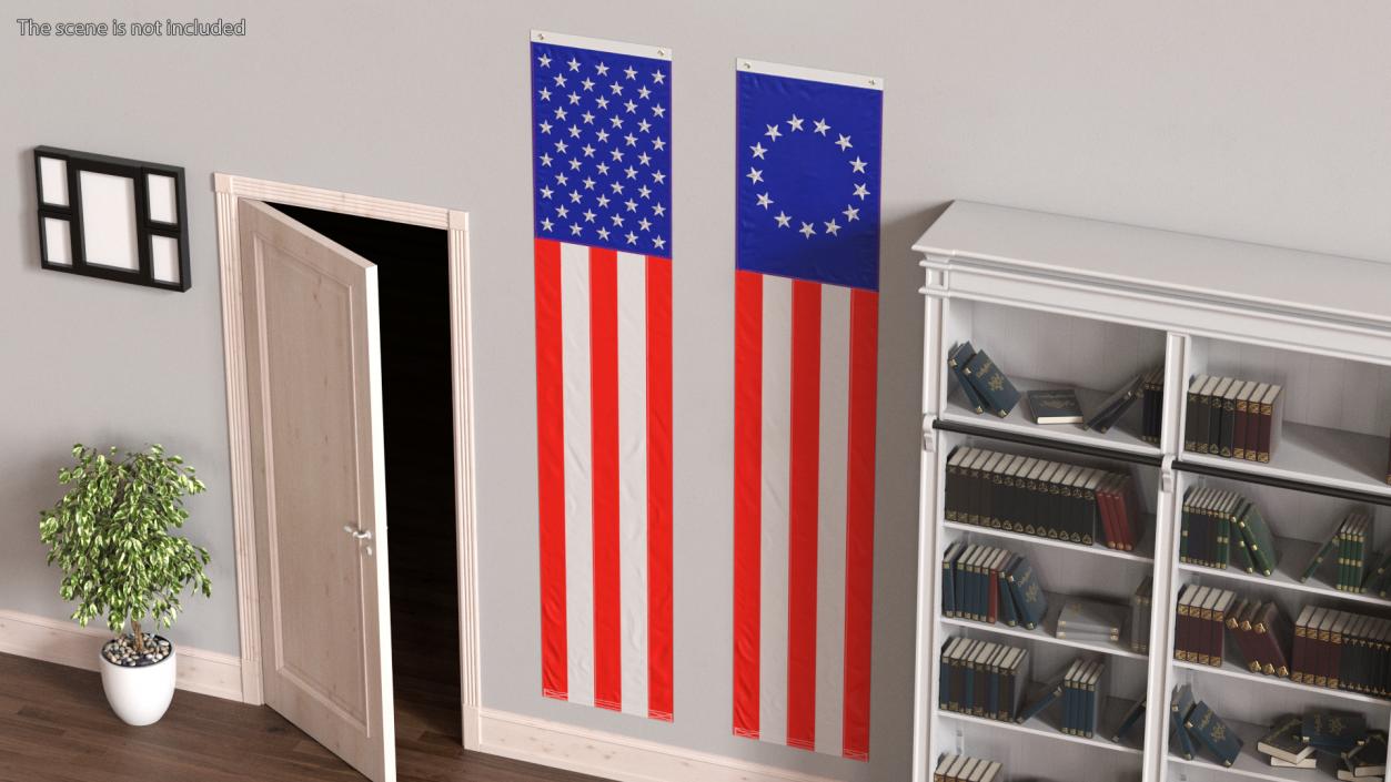 Pull Down US Flags Set 3D