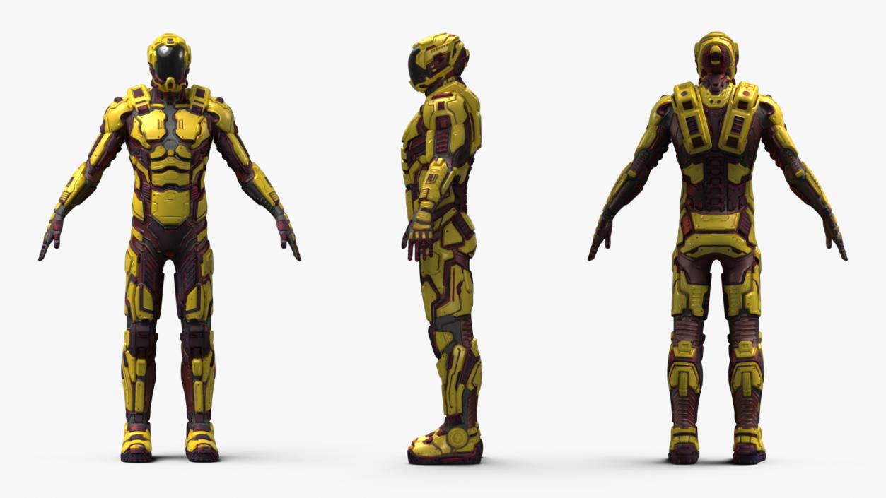 Futuristic Armored Cyborg Yellow 2 3D model