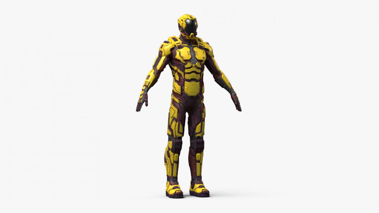 Futuristic Armored Cyborg Yellow 2 3D model