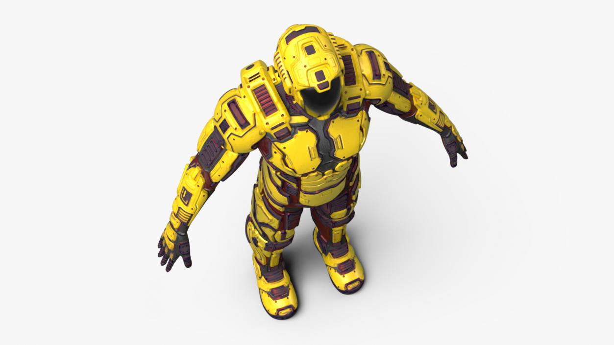 Futuristic Armored Cyborg Yellow 2 3D model